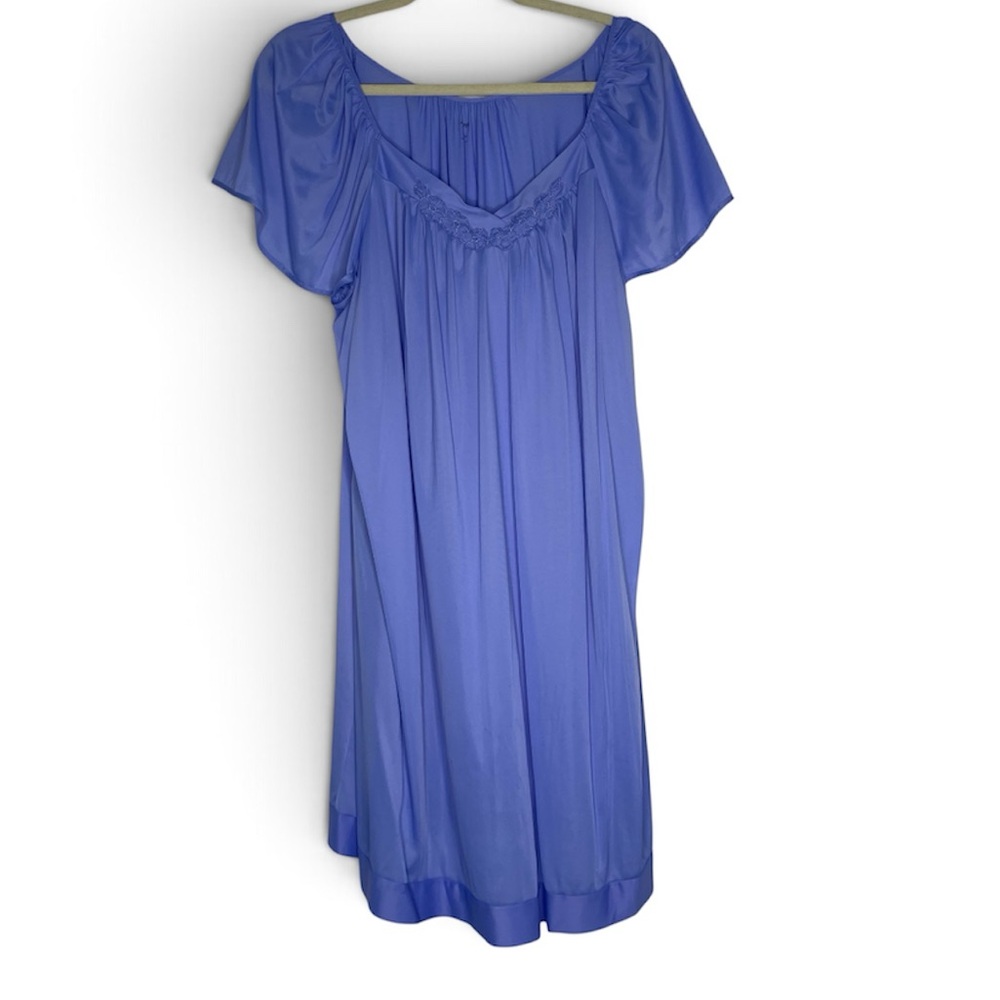 Exquisite Form Retro Cottagecore periwinkle blue short sleeve nightgown Size XL